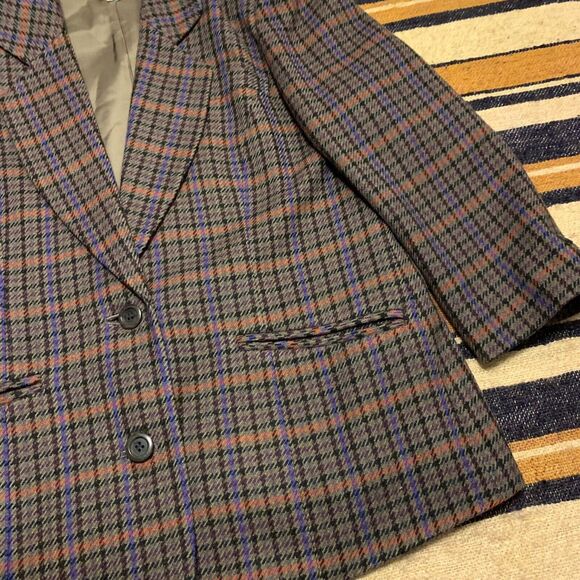 Vintage Plaid Blazer Women's 90s 80s Academia Preppy Wool Ivy League Remalon - Picture 2 of 10